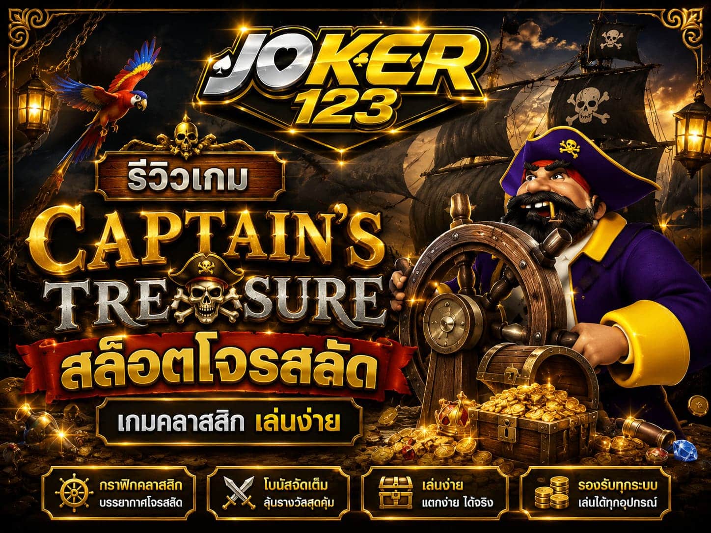 รีวิวเกม Captain's Treasure สล็อตโจรสลัด