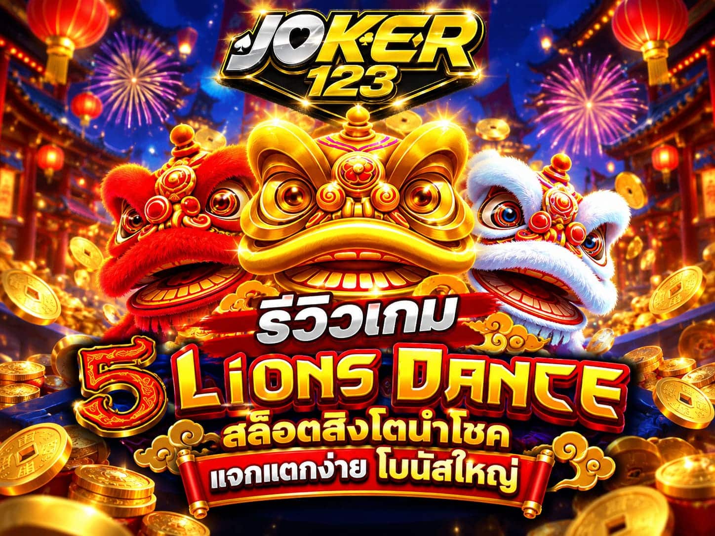 รีวิวเกม 5 Lions Dance สล็อตสิงโตนำโชค