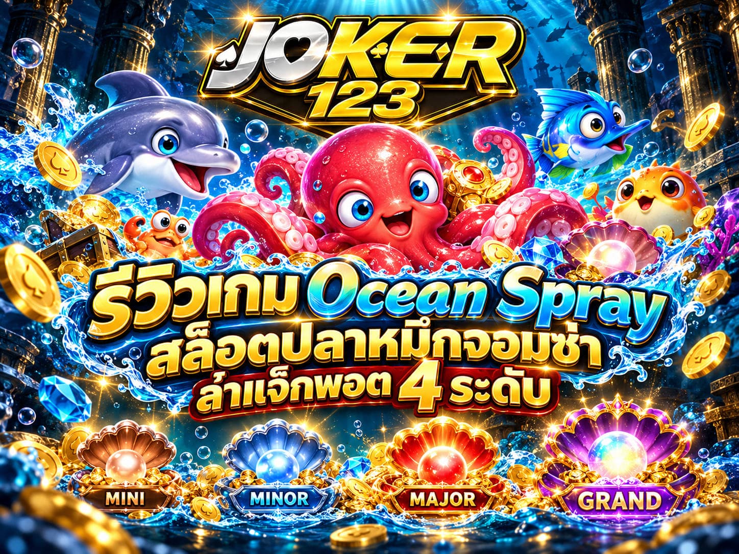 รีวิวเกม Ocean Spray สล็อตปลาหมึกจอมซ่า