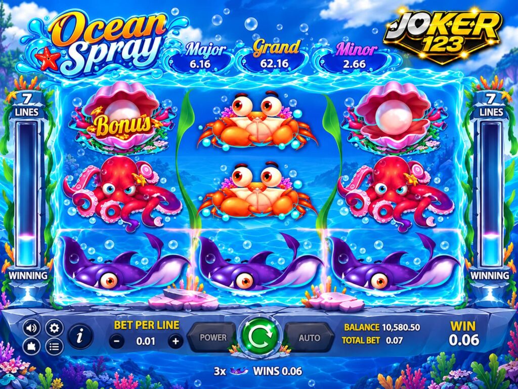 รีวิวเกม Ocean Spray ธีมโลกใต้ท้องทะเล
